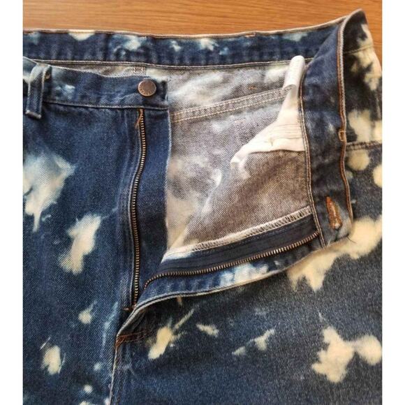 Jean Shorts Cutoffs Frayed Hem Altered Bleach Tie Dyed Women's OOAK Men's 40 - Picture 3 of 7